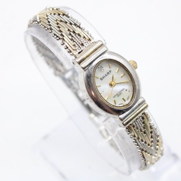 Vintage Sharp Watch Womens Silver Tone Stainless Steel White Classic Dial - Picture 4 of 9